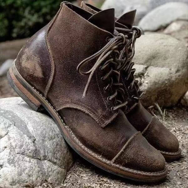 Men's Leather Lace-Up Versatile Boot - Durable, Stylish, Comfortable