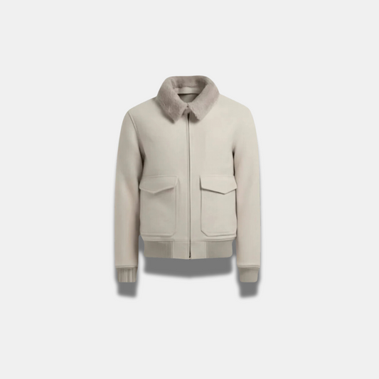 Men's Winter Warm Bomber Jacket Beige