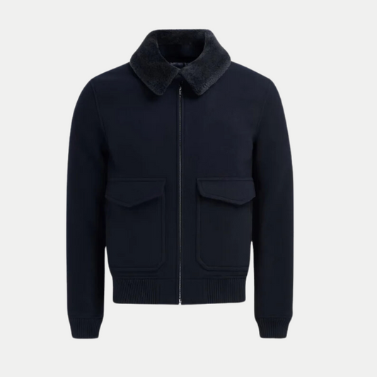 Men's blue bomber jacket, warm and winter-resistant