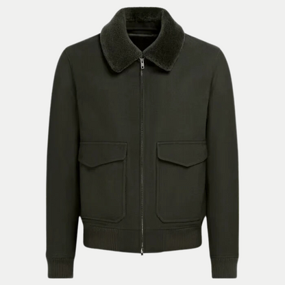 Men's Warm Winter Bomber Jacket, Military Green